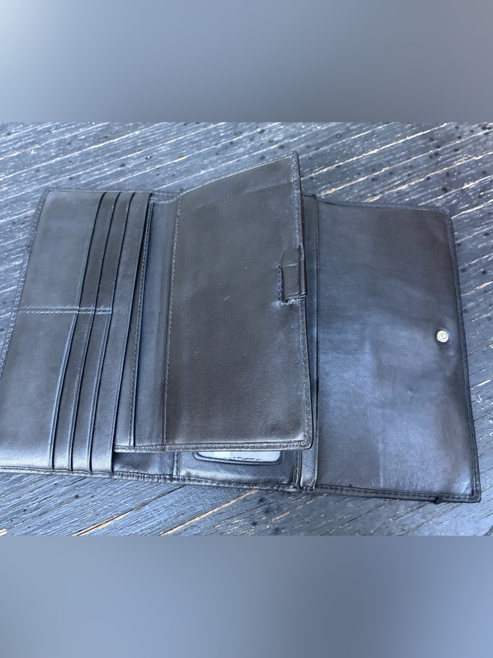 Coach Deep Black Leather Fold-Over Clutch | Vintage - Picture 9 of 17